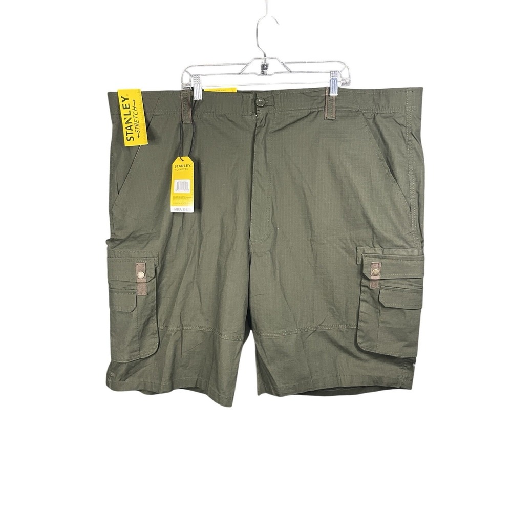 NWT Stanley Stretch Workwear Men's‎ Army Green Cargo Utility Shorts Size 50